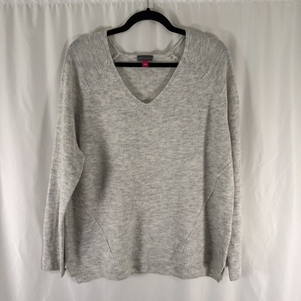 Vince Camuto Sweater Women's Small Grey V-Neck Soft Long Sleeve Pullover